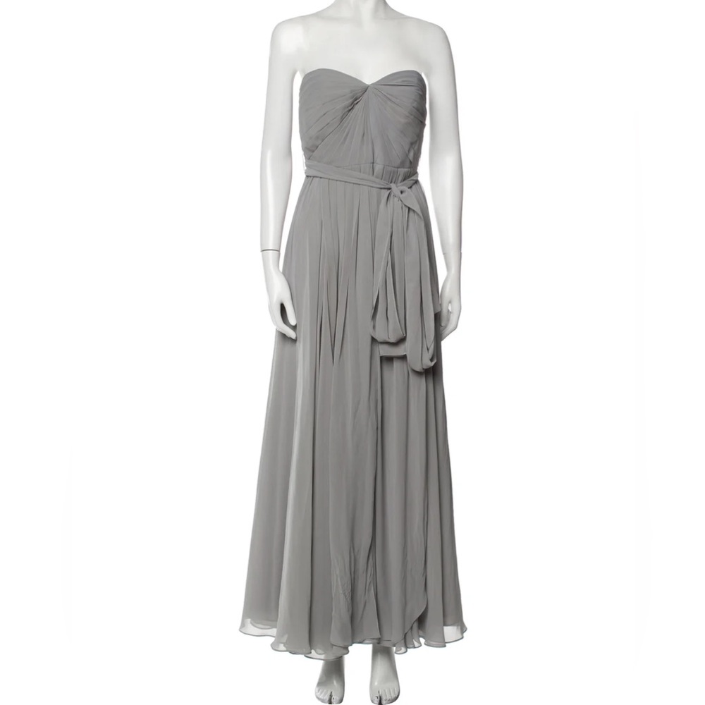 Women's Jenny Yoo Collection Strapless Maxi Dress Gray Bridesmaid Size 2
